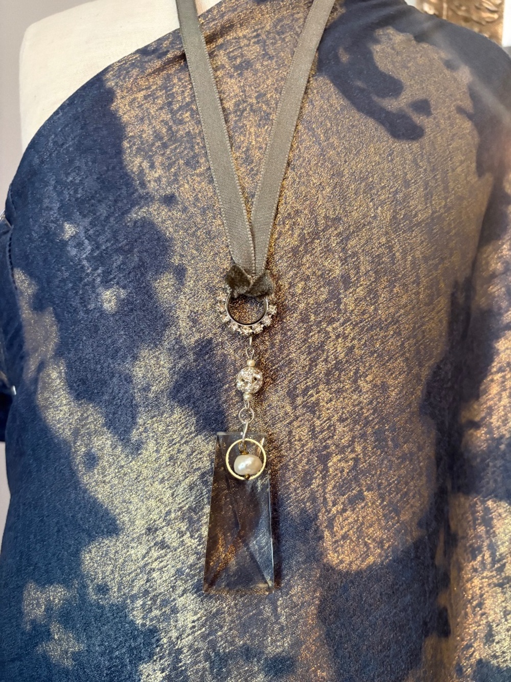 Repurposed clear and rhinestone necklace